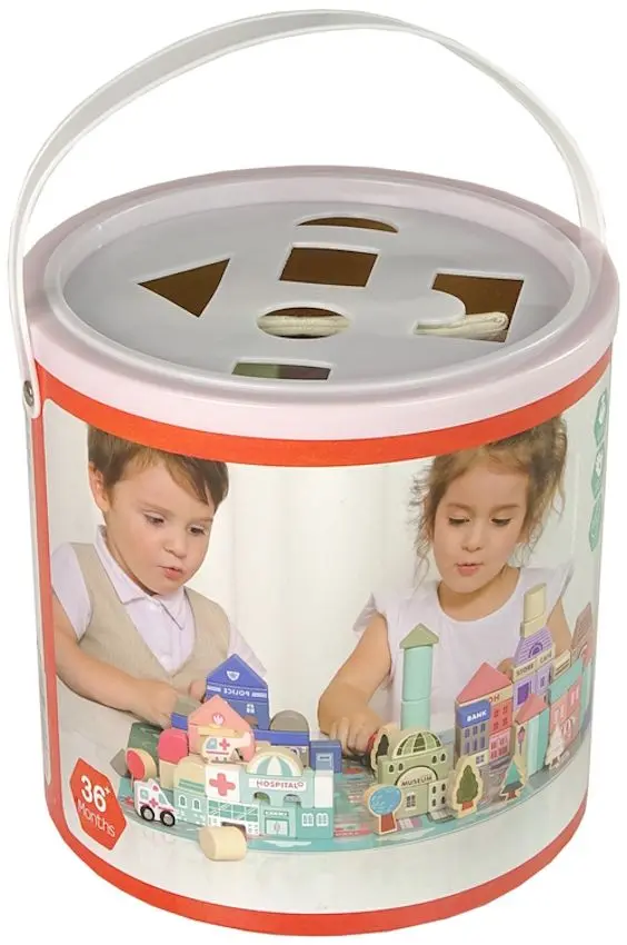 Constructor LeanToys Wooden Blocks City (Multicolor) - 3