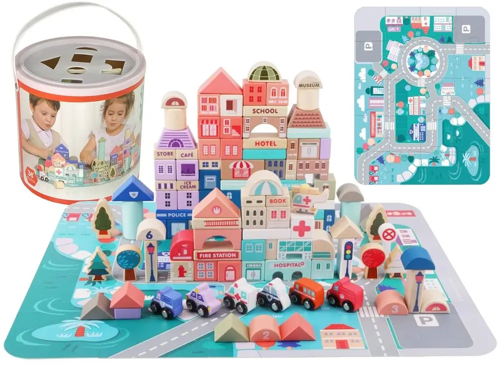 Constructor LeanToys Wooden Blocks City (Multicolor) - 2