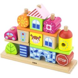 Cuburi educative Viga Toys City 50043 (Multicolor)