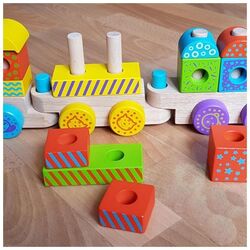 Cuburi educative Viga Toys Train 50572 (Multicolor) Thumb