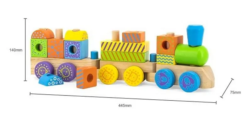 Cuburi educative Viga Toys Train 50572 (Multicolor) - 3