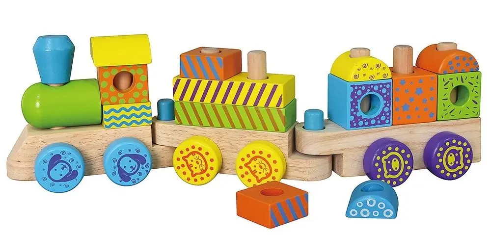 Cuburi educative Viga Toys Train 50572 (Multicolor)