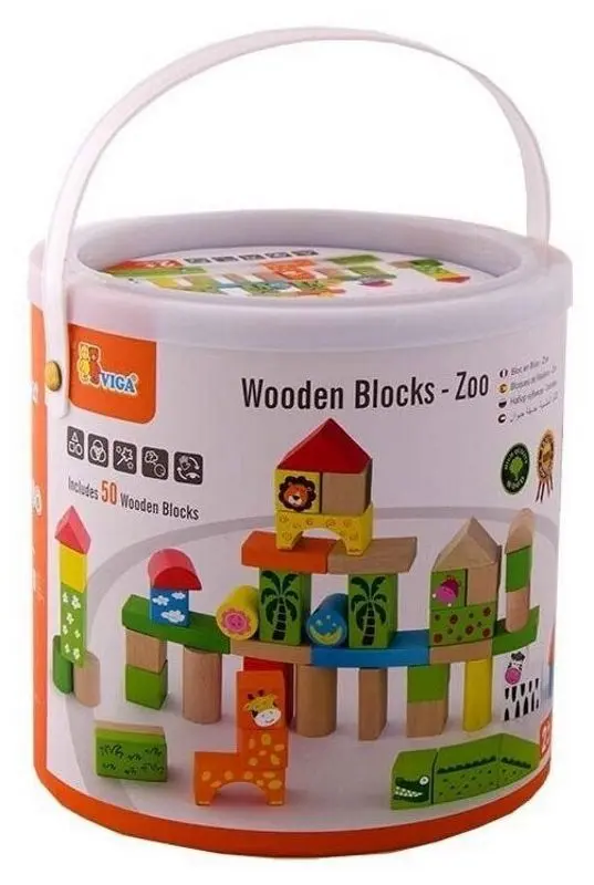 Cuburi educative Viga Toys Zoo 50286 (Multicolor) - 5