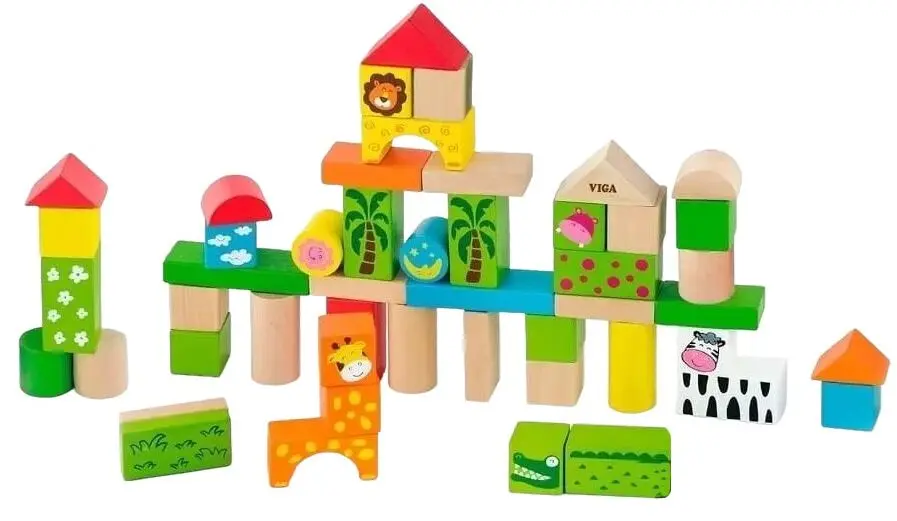 Cuburi educative Viga Toys Zoo 50286 (Multicolor)