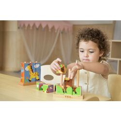 Cuburi educative Viga Stacking Cube Puzzle Farm Animals 50833 Thumb