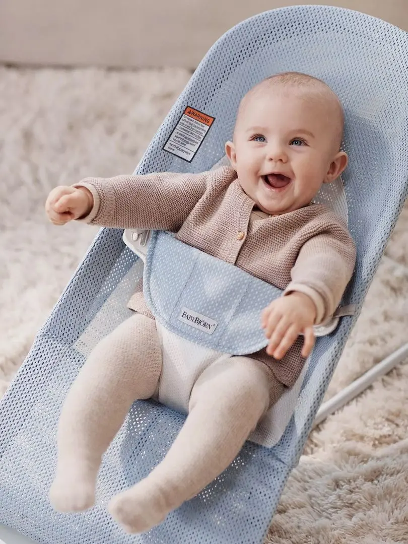 Детский шезлонг-качели BabyBjorn Balance Soft (Sky Blue/White)
