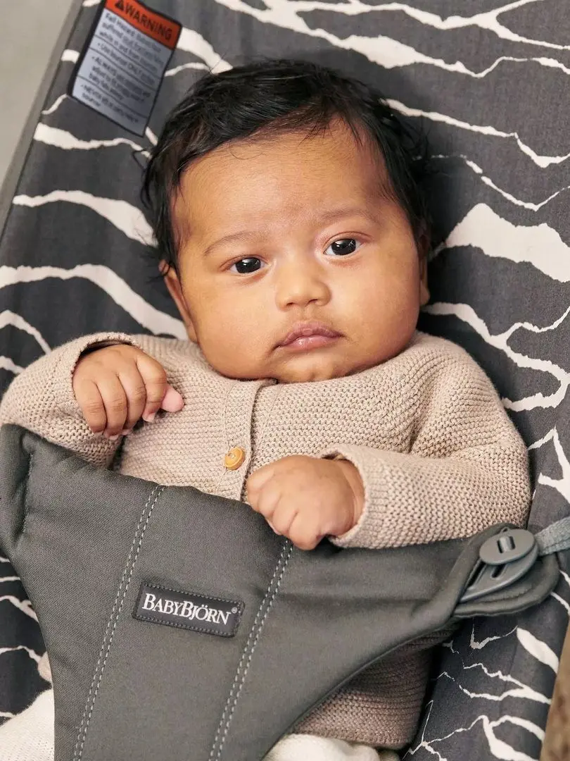 Sezlong-leagan pentru copii BabyBjorn Bliss (Anthracite/Landscape Print)