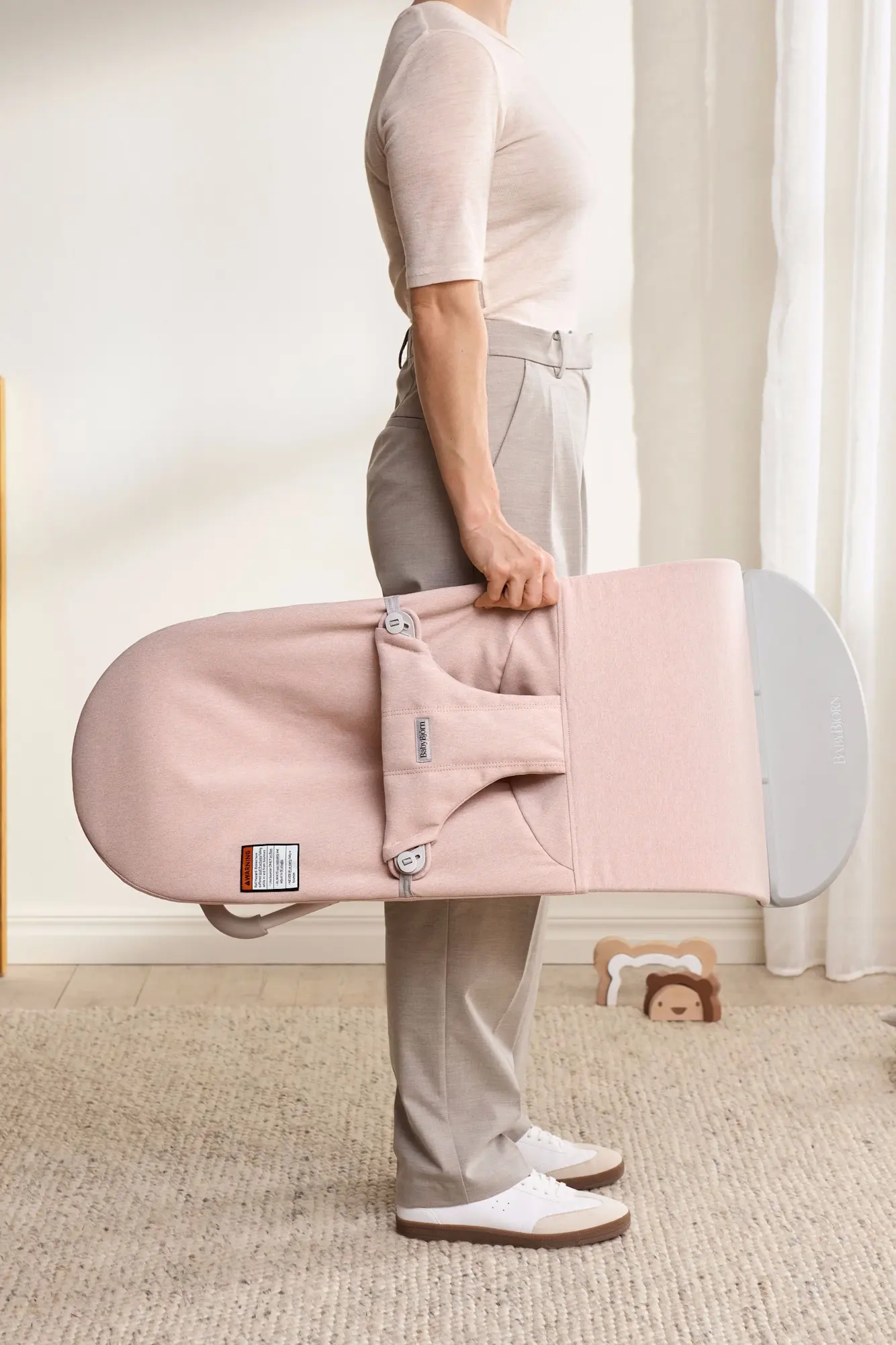 Детский шезлонг-качели BabyBjorn Bliss Melange (Light Pink) - 12