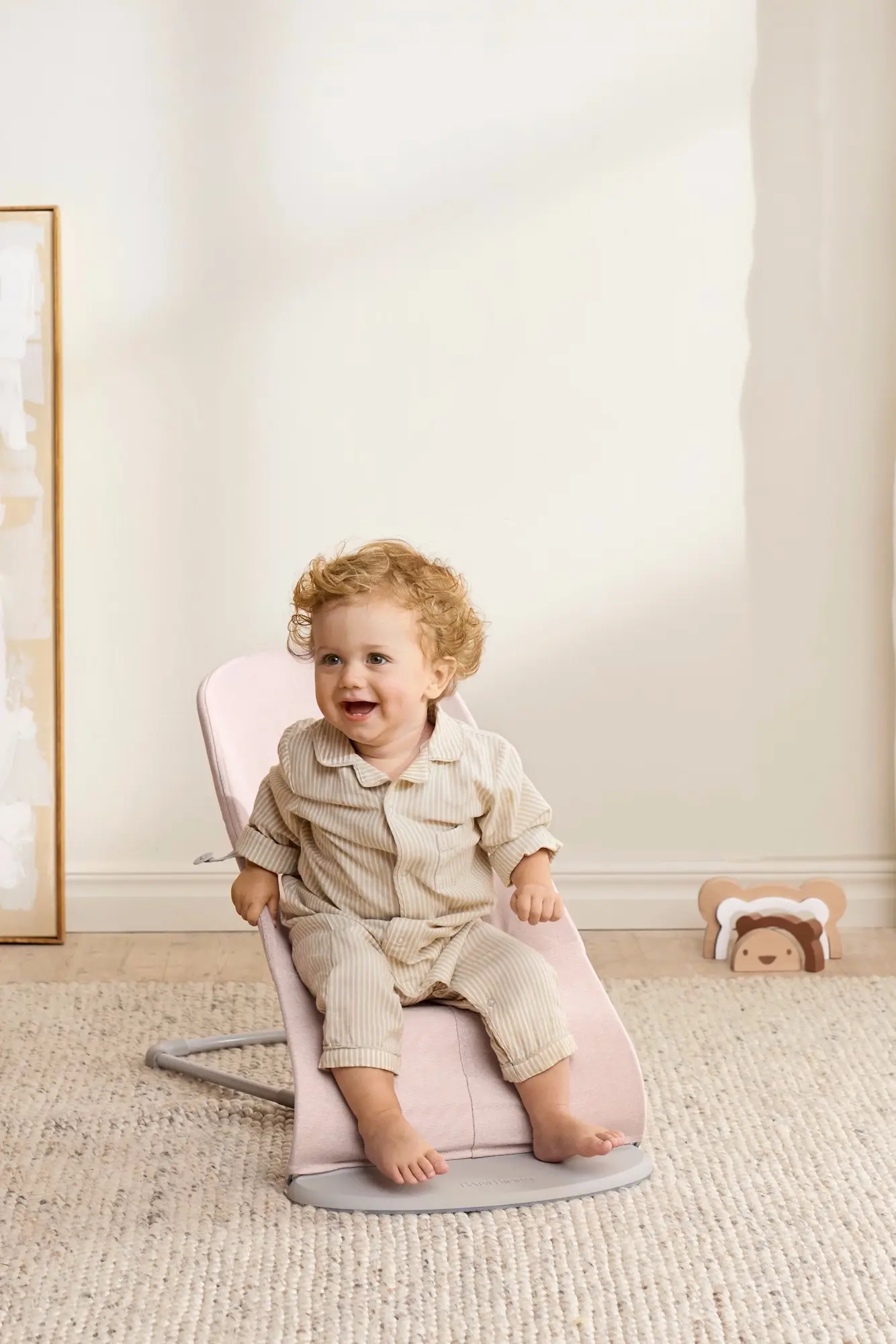 Детский шезлонг-качели BabyBjorn Bliss Melange (Light Pink) - 6