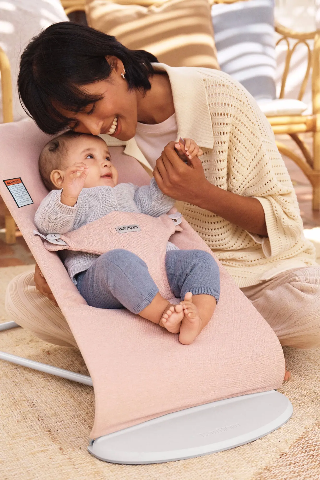 Детский шезлонг-качели BabyBjorn Bliss Melange (Light Pink) - 8