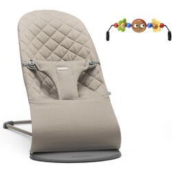 Sezlong-leagan pentru copii cu jucarii BabyBjorn Bundle (Sand Grey)