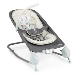 Детский шезлонг-качели Bright Starts Ingenuity Happy Belly Rock-to-Bounce (Grey)
