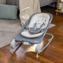 Детский шезлонг-качели Bright Starts Ingenuity Happy Belly Rock-to-Bounce (Grey) Thumb
