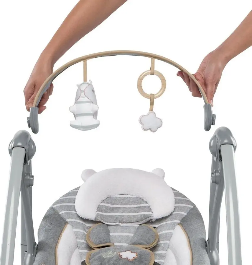 Детский шезлонг-качели Bright Starts Ingenuity Swing'n Go Bella Teddy (Grey) - 5