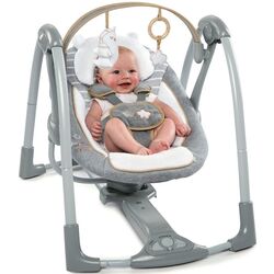 Детский шезлонг-качели Bright Starts Ingenuity Swing'n Go Bella Teddy (Grey) Thumb