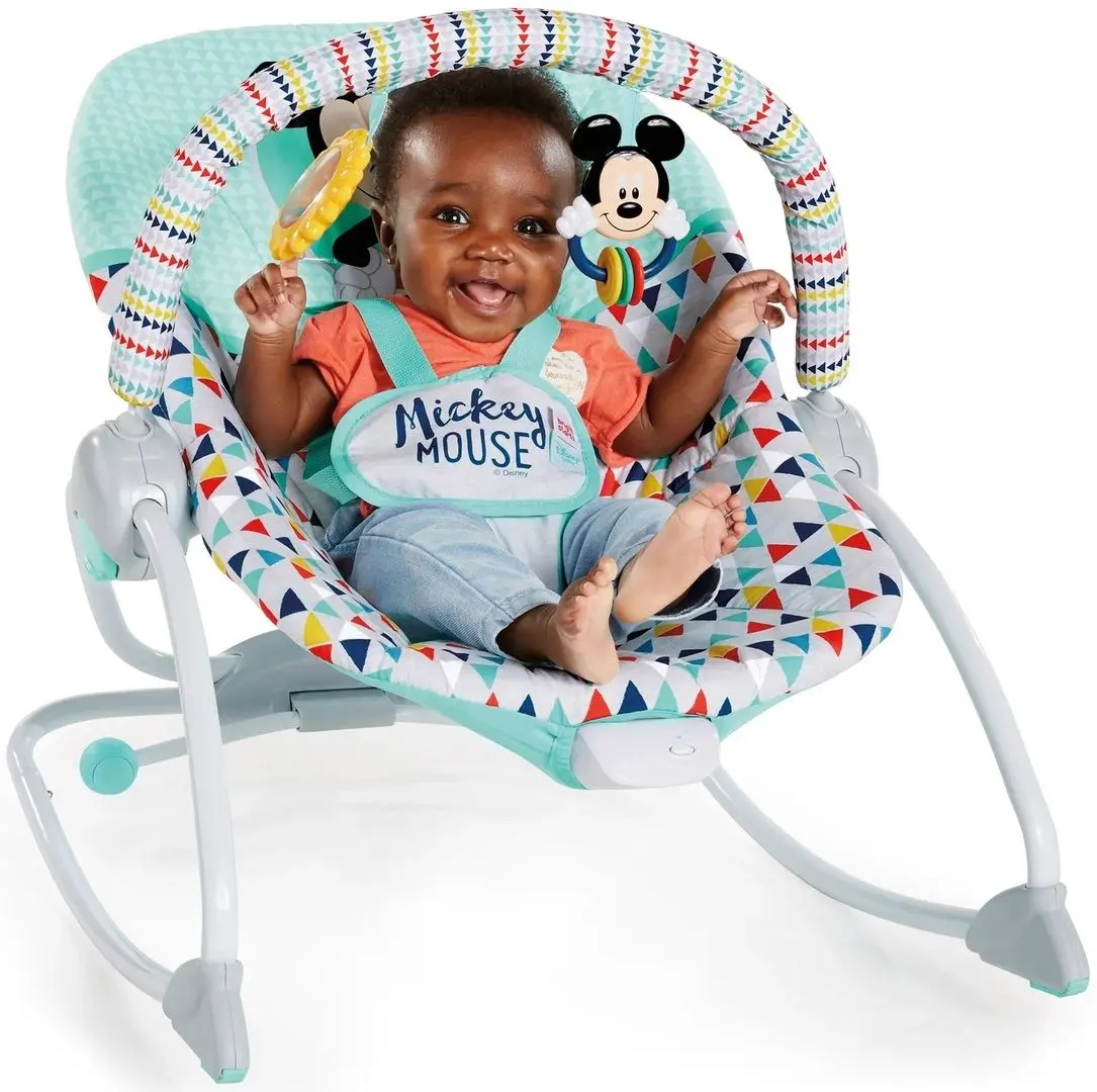 Sezlong-leagan pentru copii Bright Starts Mickey Mouse (Green/Grey) - 3