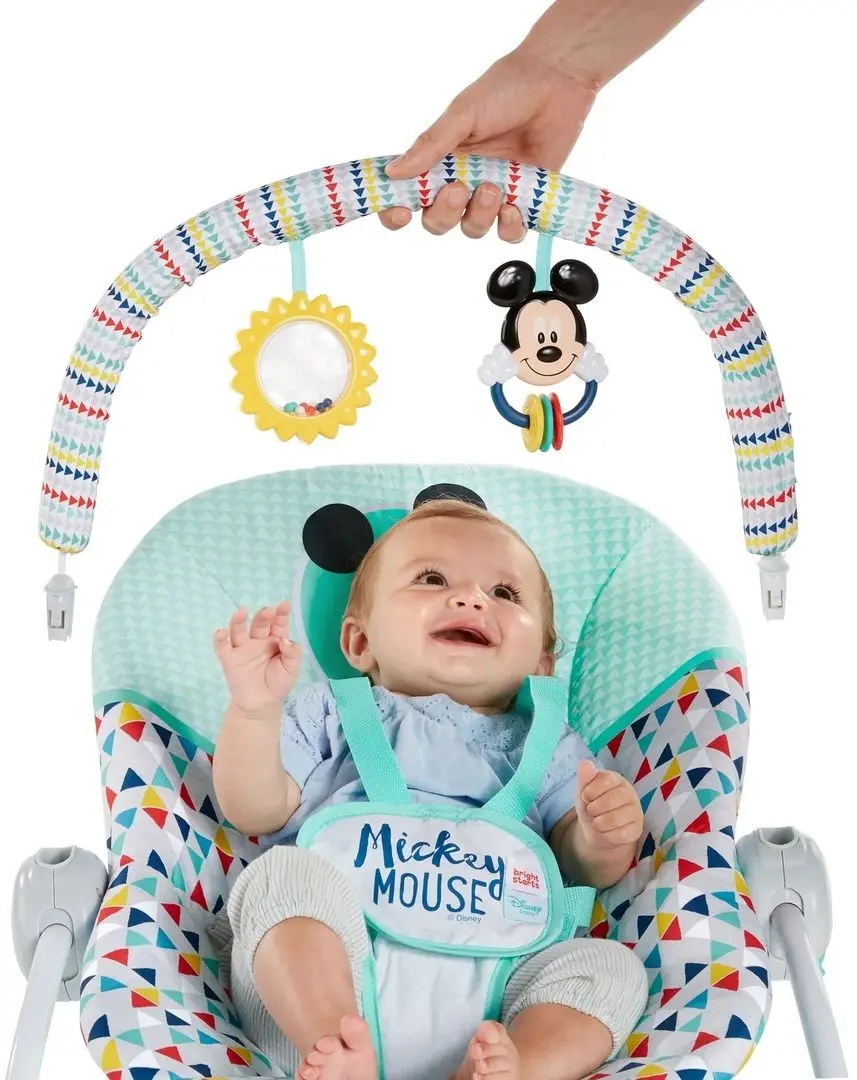 Sezlong-leagan pentru copii Bright Starts Mickey Mouse (Green/Grey) - 6