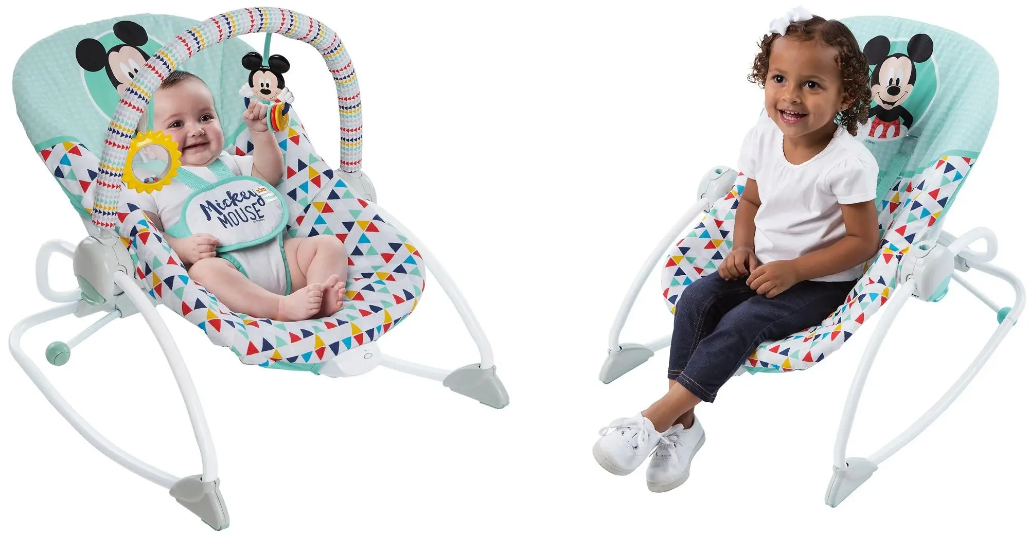 Sezlong-leagan pentru copii Bright Starts Mickey Mouse (Green/Grey) - 8