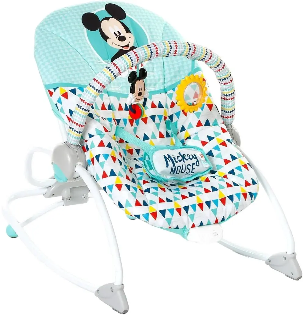Sezlong-leagan pentru copii Bright Starts Mickey Mouse (Green/Grey)