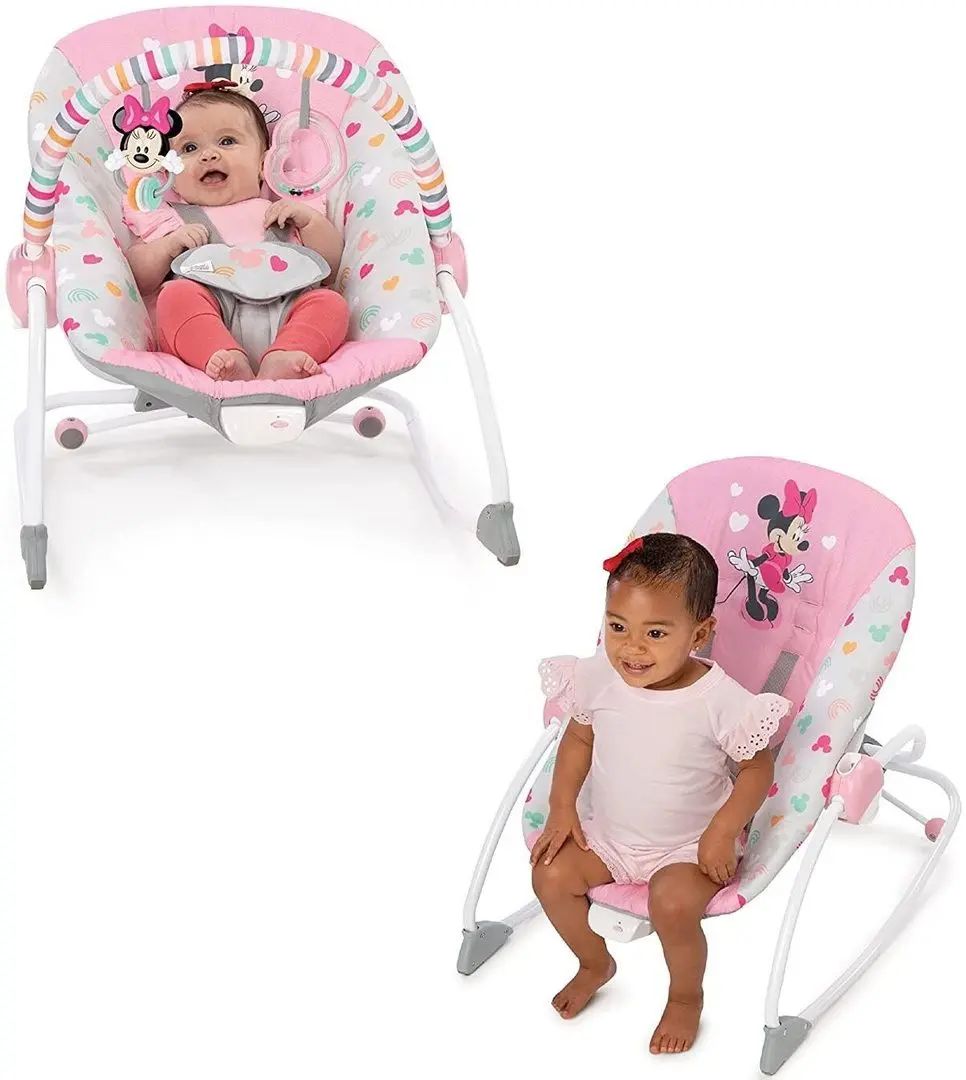 Детский шезлонг-качели Bright Starts Minnie Mouse Forever Besties (Pink/Grey)