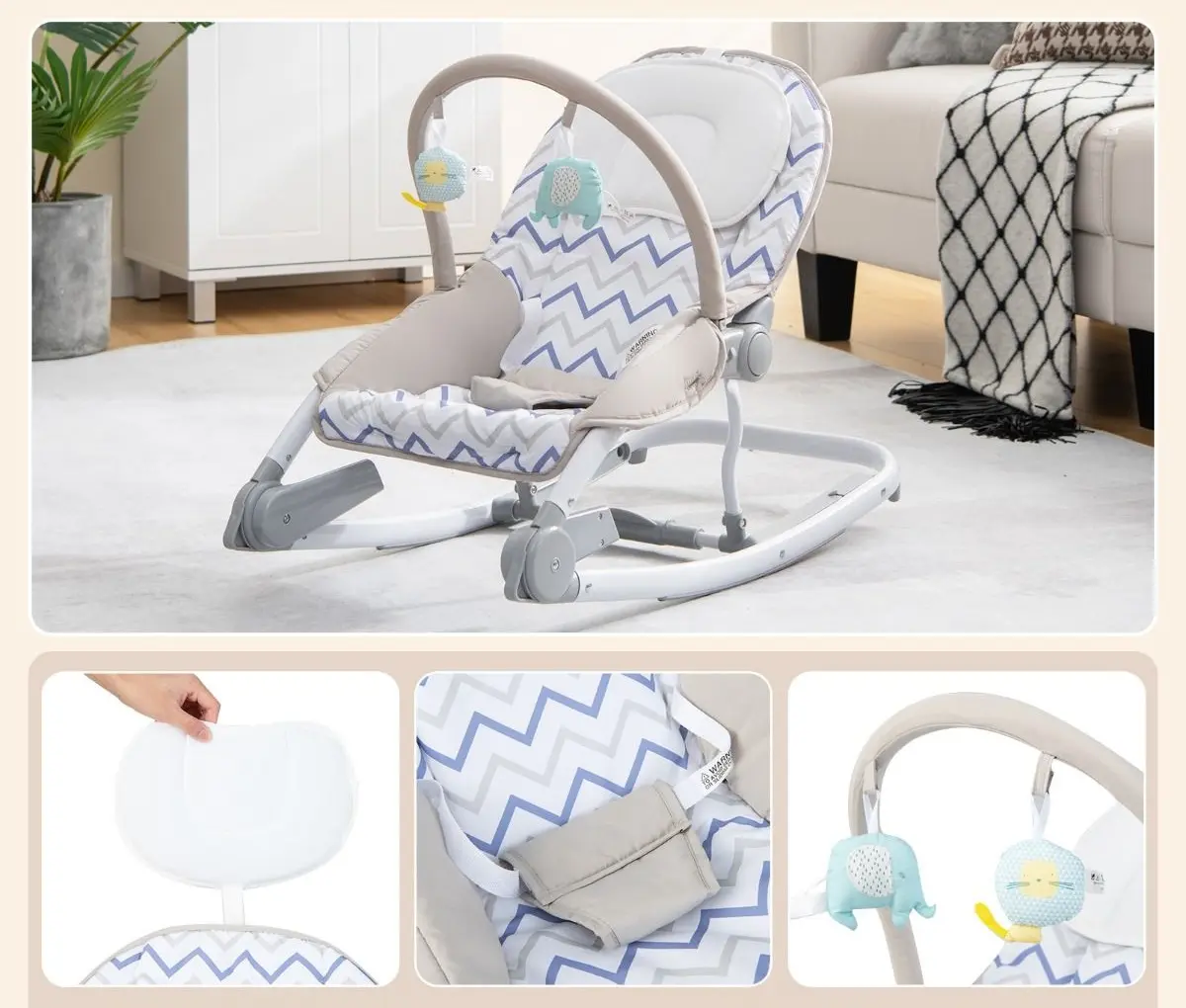 Детский шезлонг Costway BC10230GR (Grey)