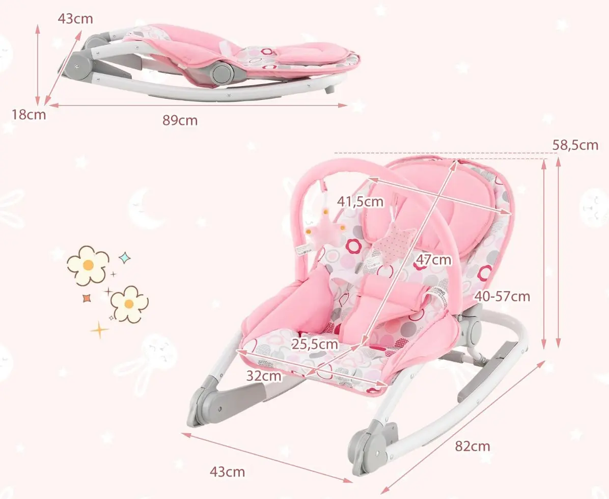 Sezlong pentru copii Costway BC10230PI (Pink)