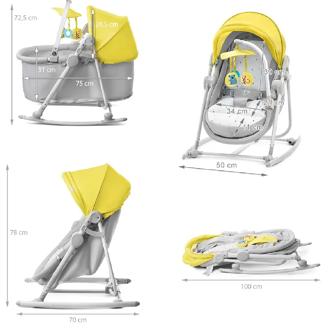 Sezlong pentru copii 5in1 KinderKraft Unimo (Yellow/Gray) - 4