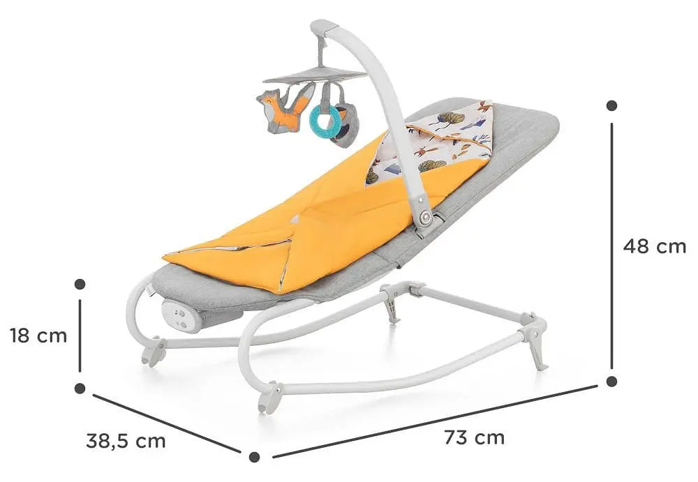 Детский шезлонг Kinderkraft Felio 2 KBFELI20YEL0000 (Grey/Yellow) - 7