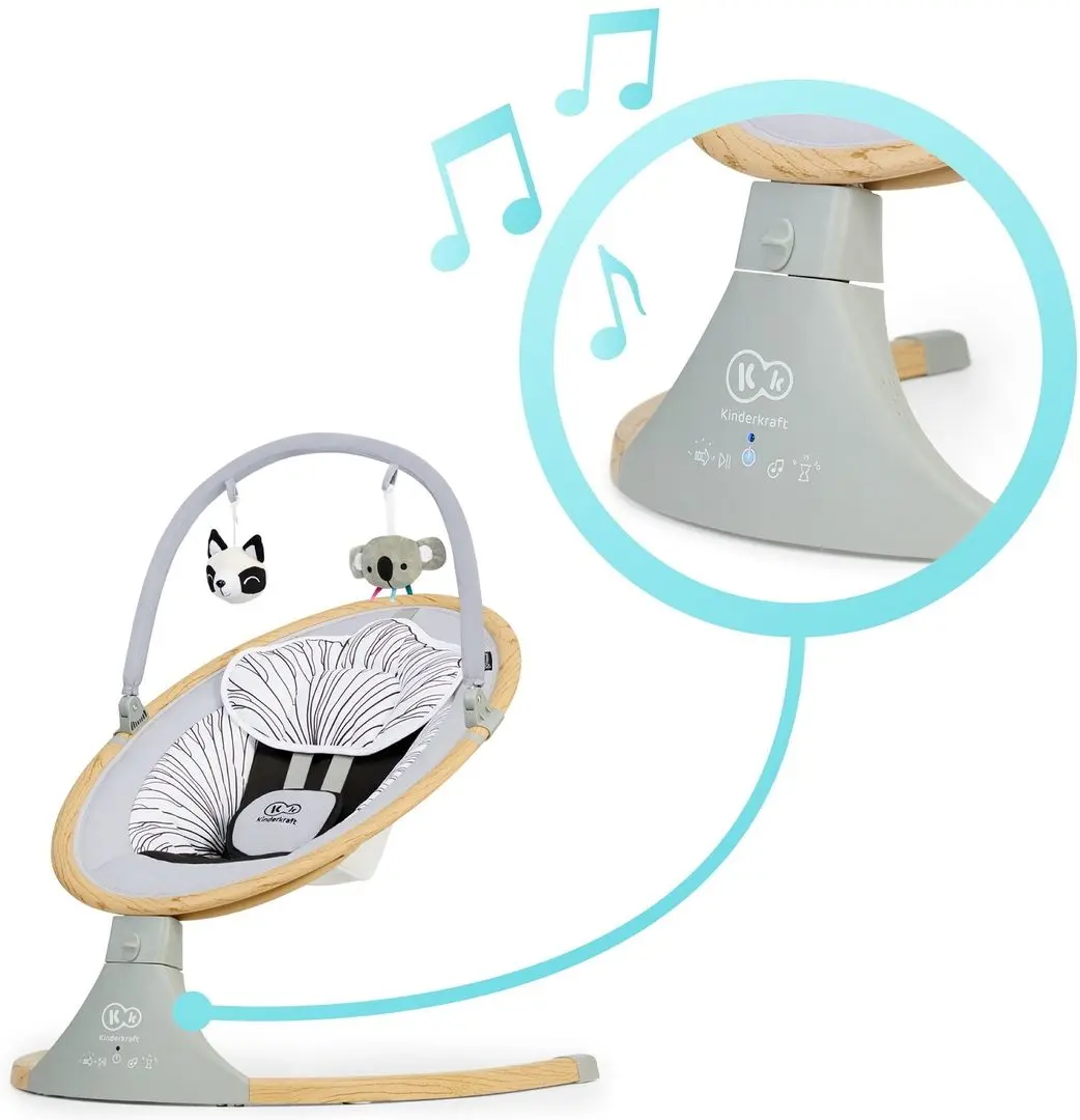 Детский шезлонг KinderKraft Lumi (Wooden/Grey) - 3