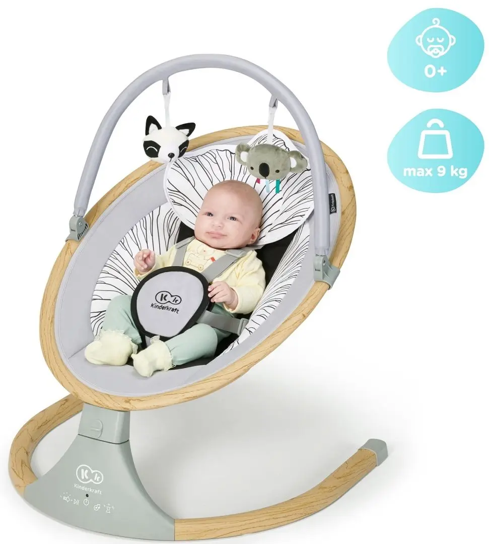 Детский шезлонг KinderKraft Lumi (Wooden/Grey) - 2