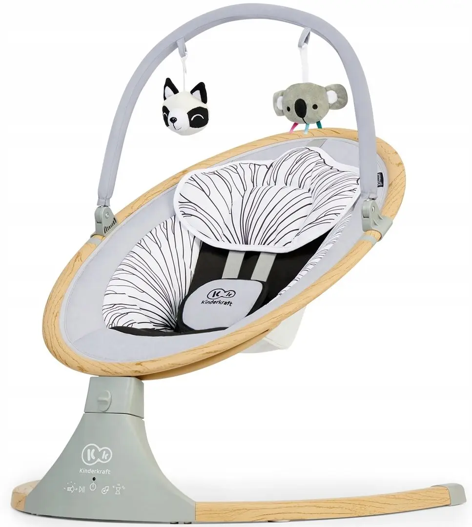 Детский шезлонг KinderKraft Lumi (Wooden/Grey)
