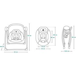 Sezlong pentru copii Lionelo Ruben (Stone Grey/Turquoise) Thumb