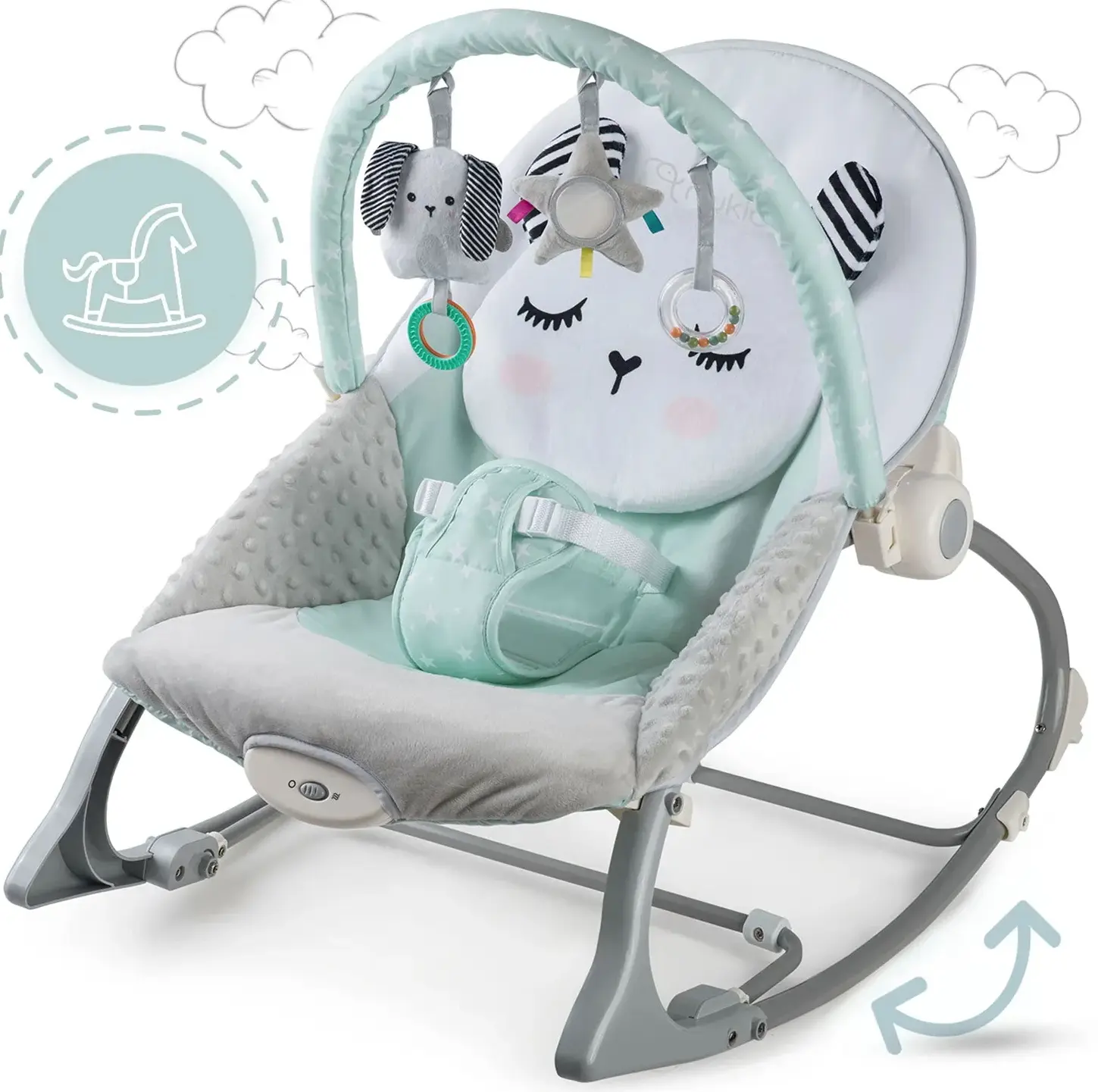 Sezlong-leagan pentru copii Nukido 705401 (White/Light Blue) - 5
