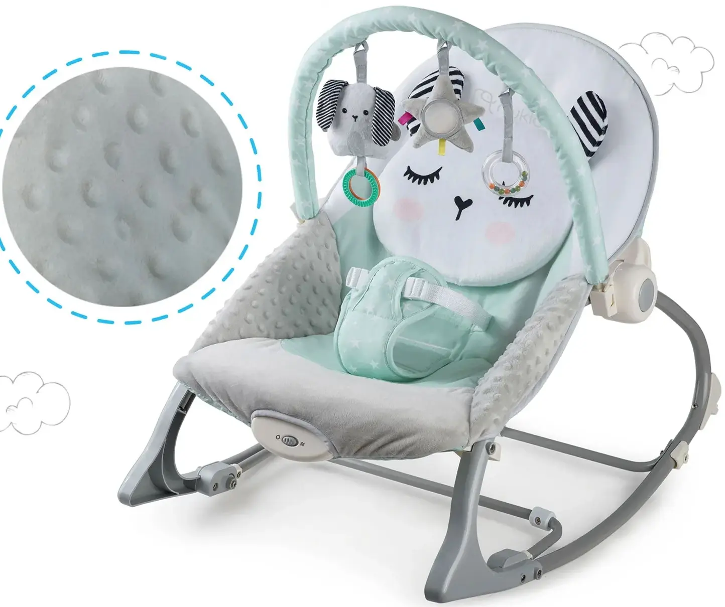 Sezlong-leagan pentru copii Nukido 705401 (White/Light Blue) - 7