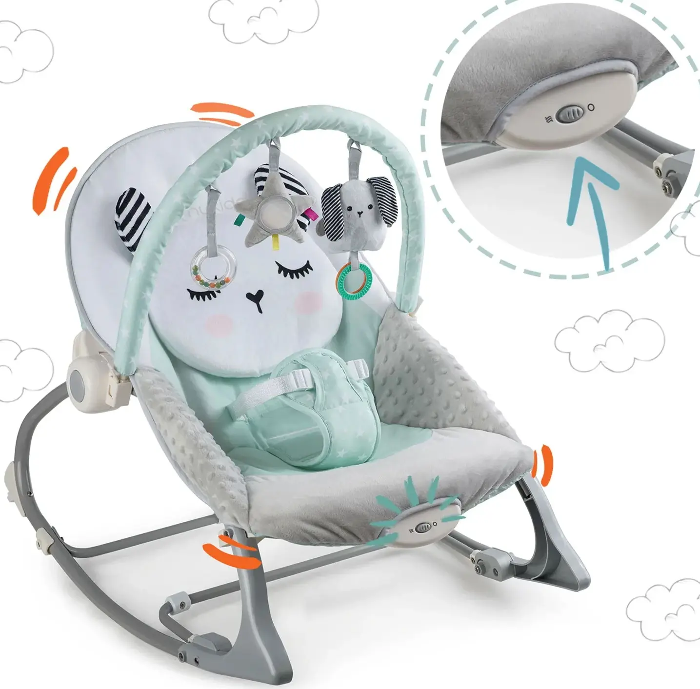 Sezlong-leagan pentru copii Nukido 705401 (White/Light Blue) - 8