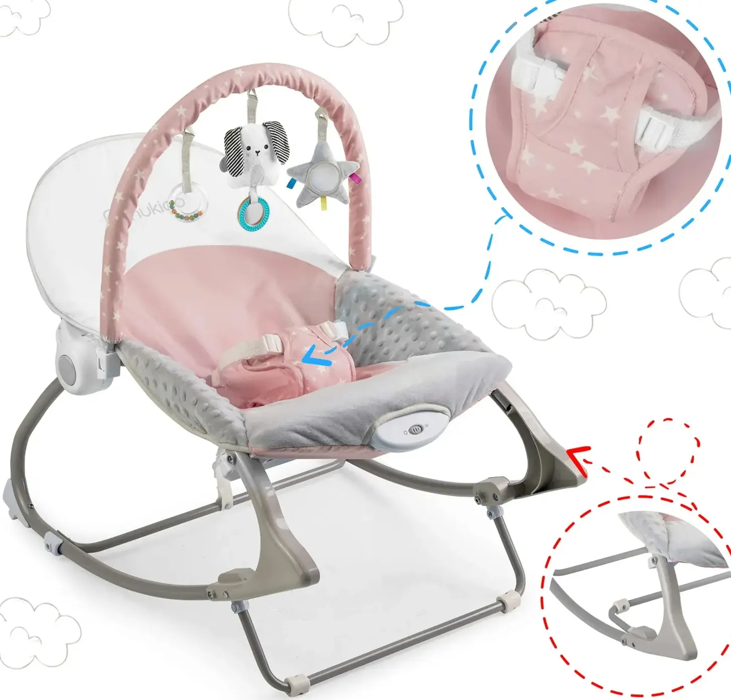Sezlong-leagan pentru copii Nukido 705402 (Grey/Pink) - 3