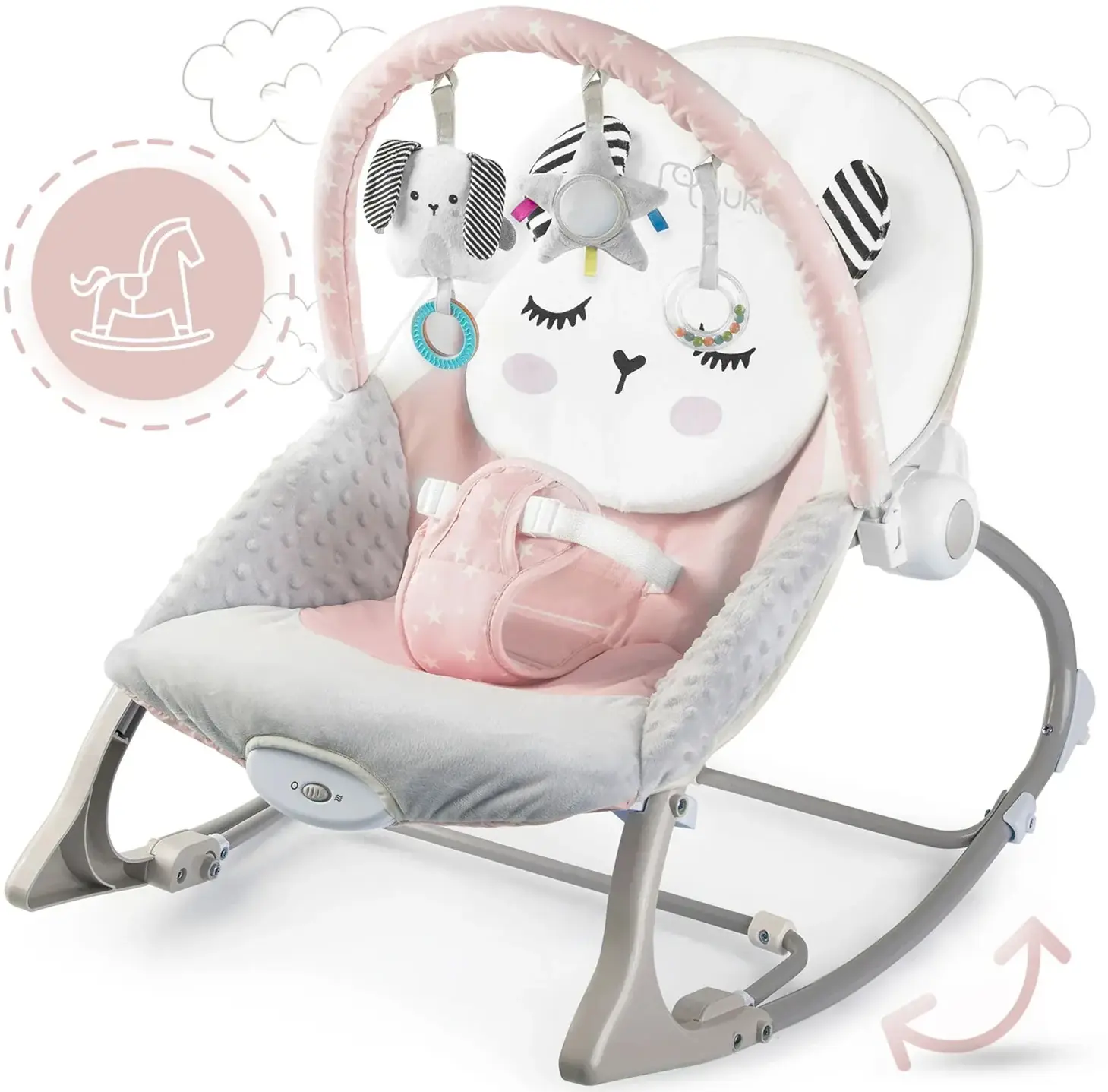 Sezlong-leagan pentru copii Nukido 705402 (Grey/Pink) - 4