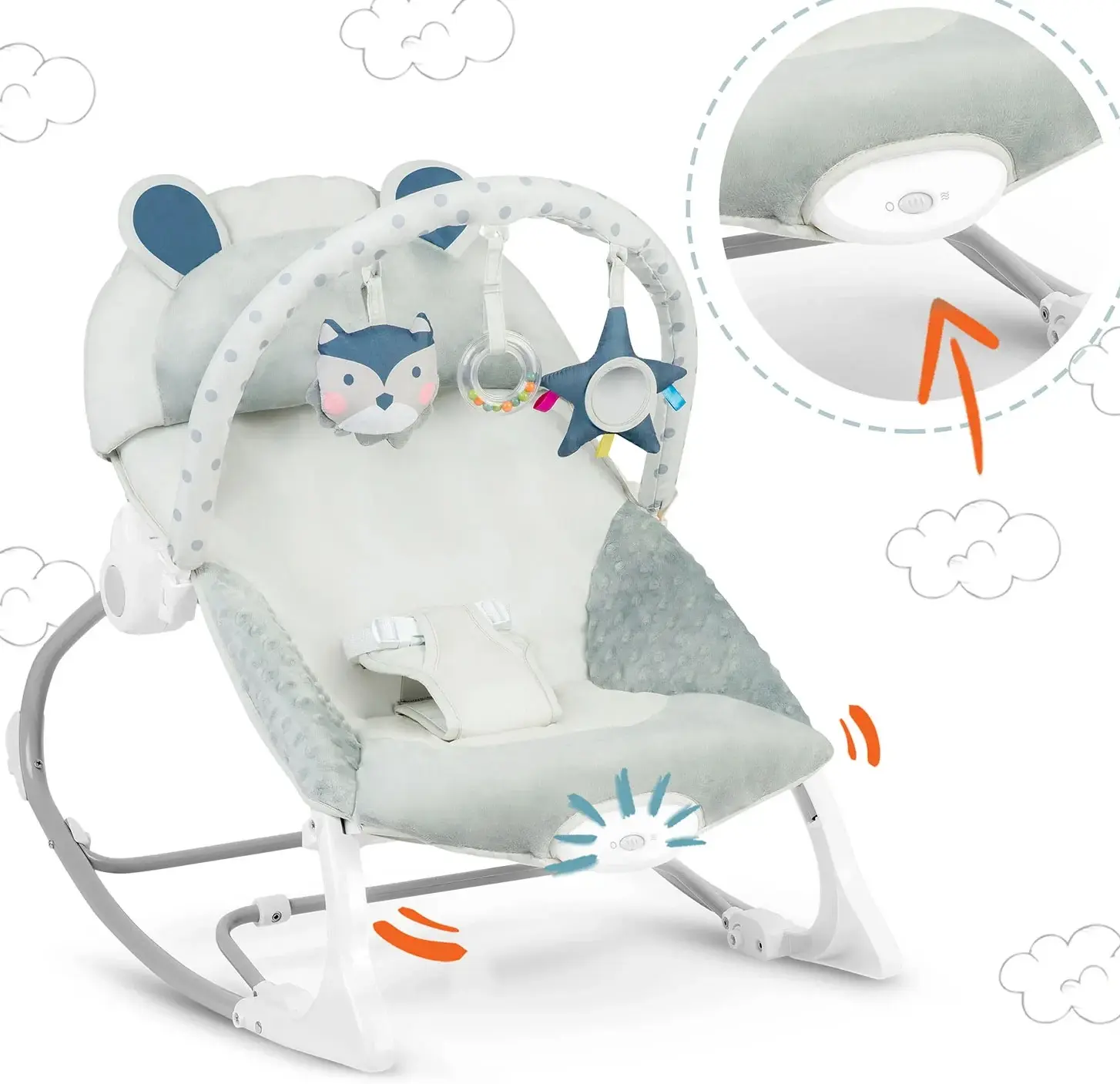 Sezlong-leagan pentru copii Ricokids 7328 (Grey) - 5