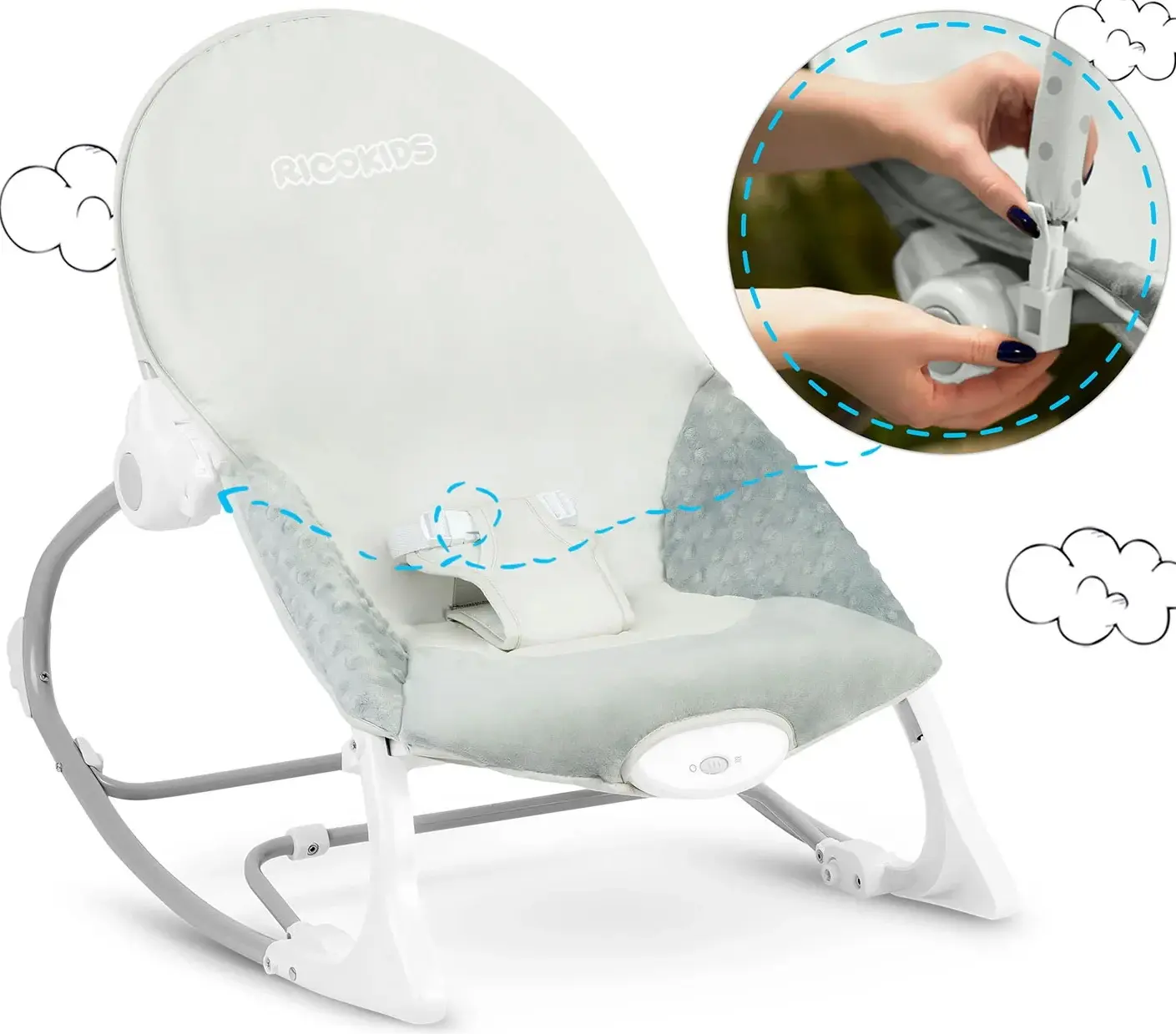 Sezlong-leagan pentru copii Ricokids 7328 (Grey) - 10