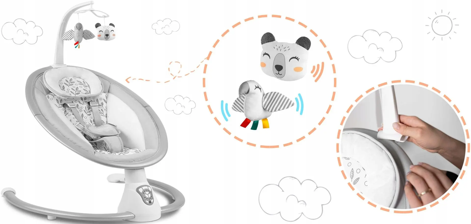 Sezlong pentru copii Ricokids 705000 (White/Gray)