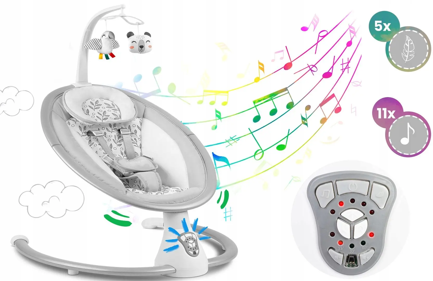 Sezlong pentru copii Ricokids 705000 (White/Gray)