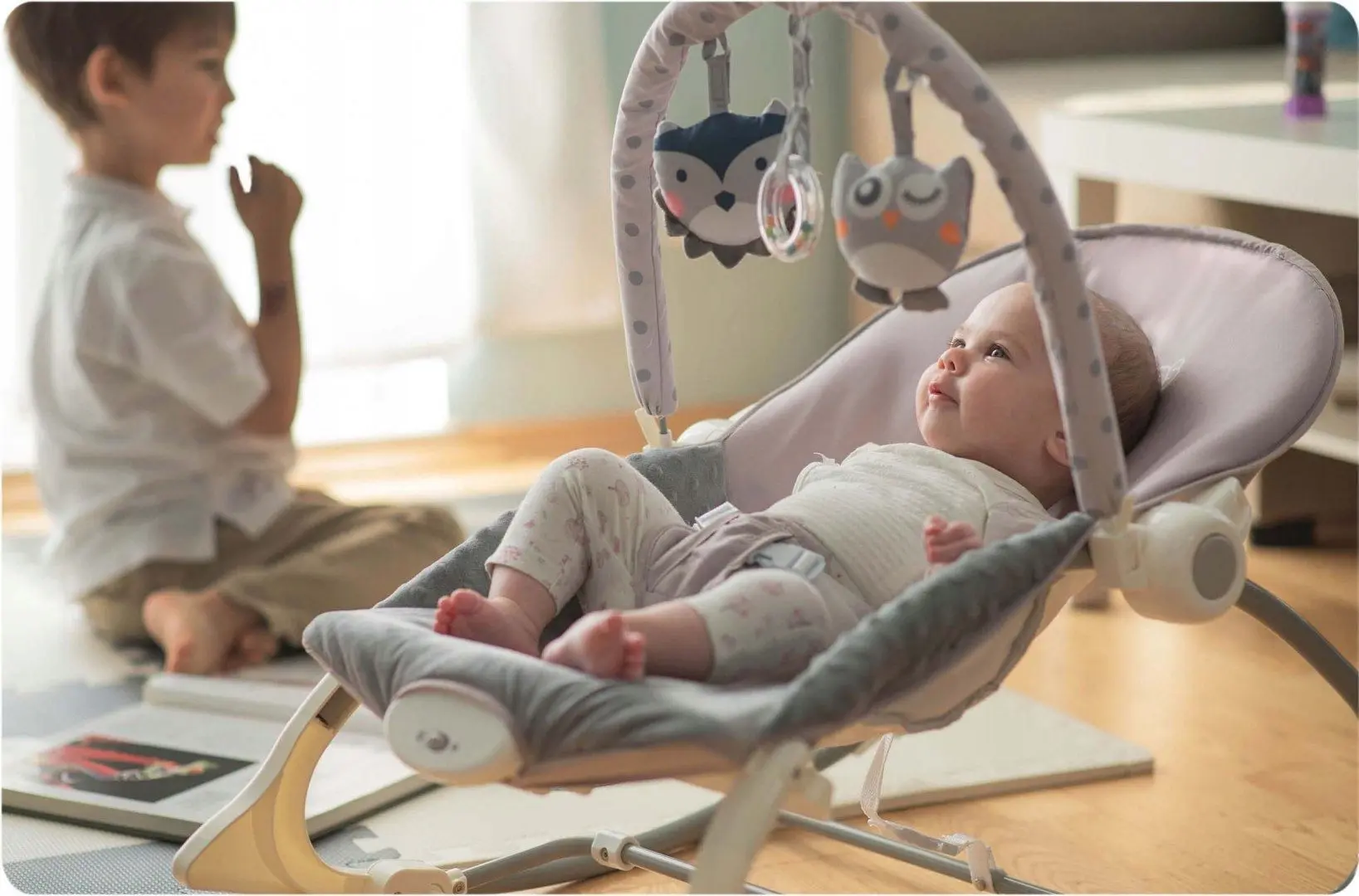 Детский шезлонг Ricokids 7308 (Grey/Lavender)