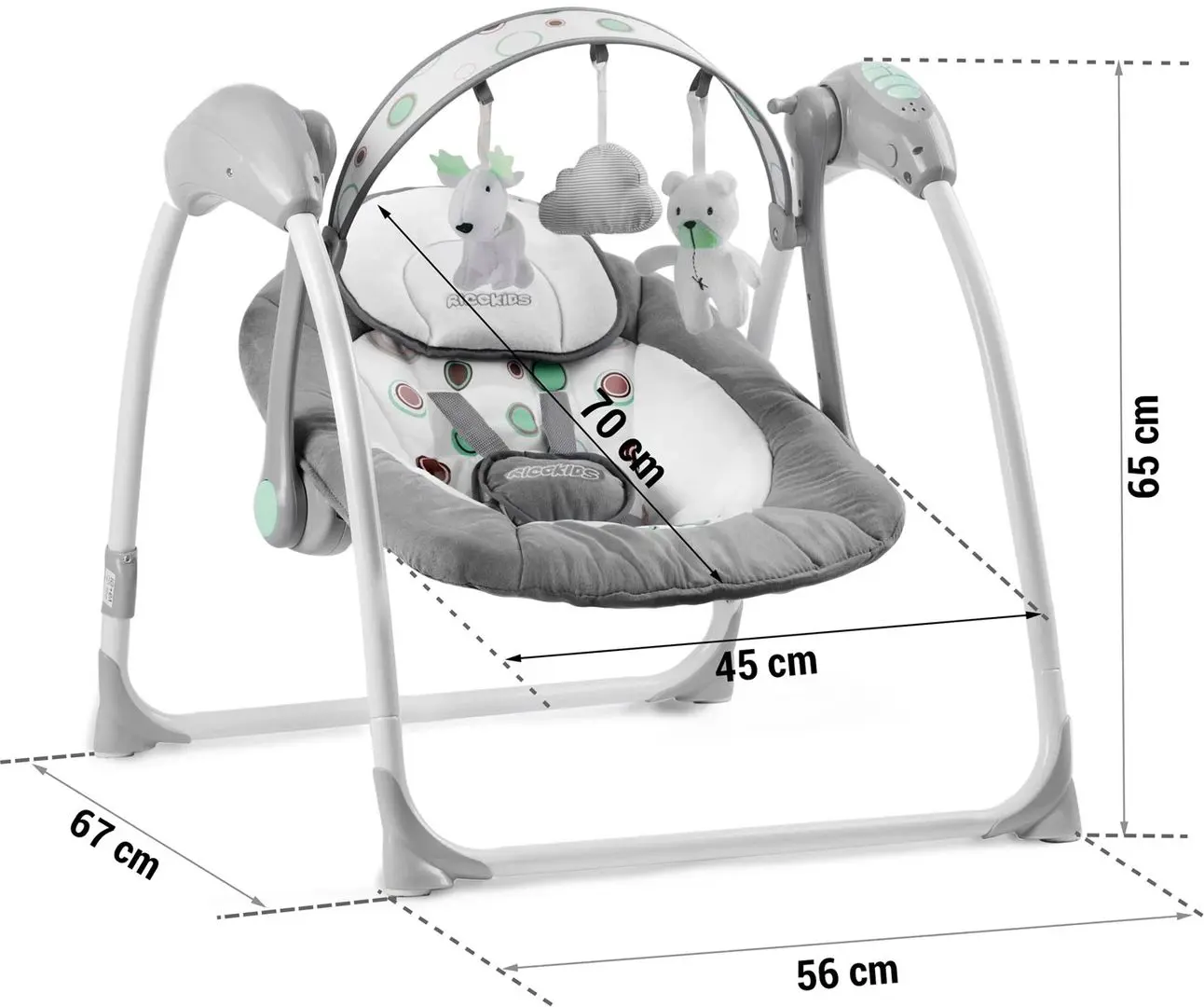 Детский шезлонг Ricokids 7321 (Grey/White)