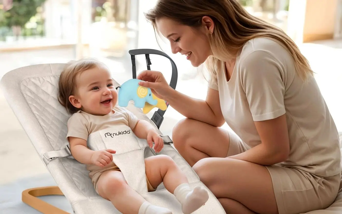 Scaun balansoar Ricokids Nukido NK-52 (Beige)