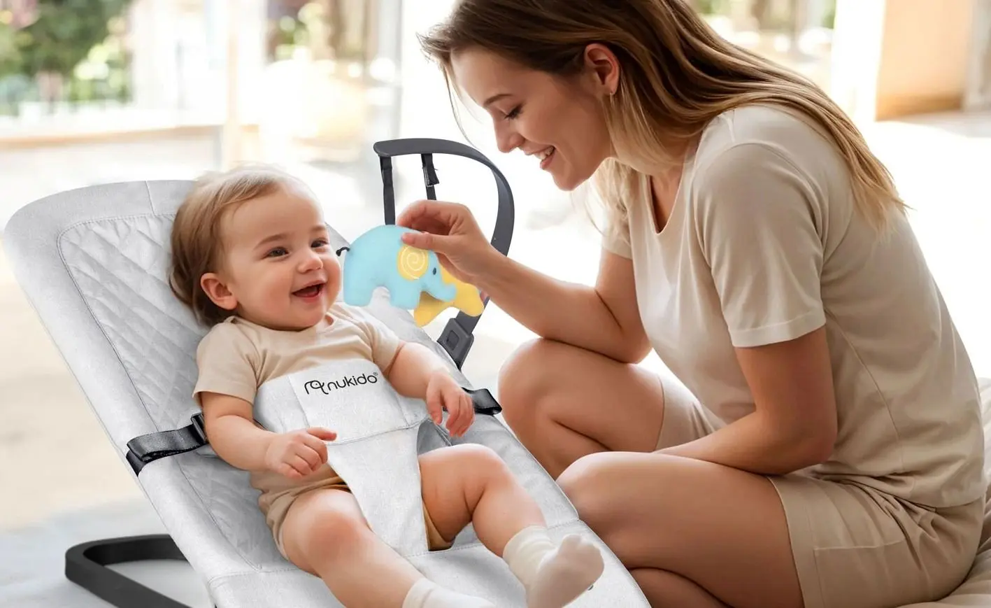 Scaun balansoar Ricokids Nukido NK-52 (Light Grey)