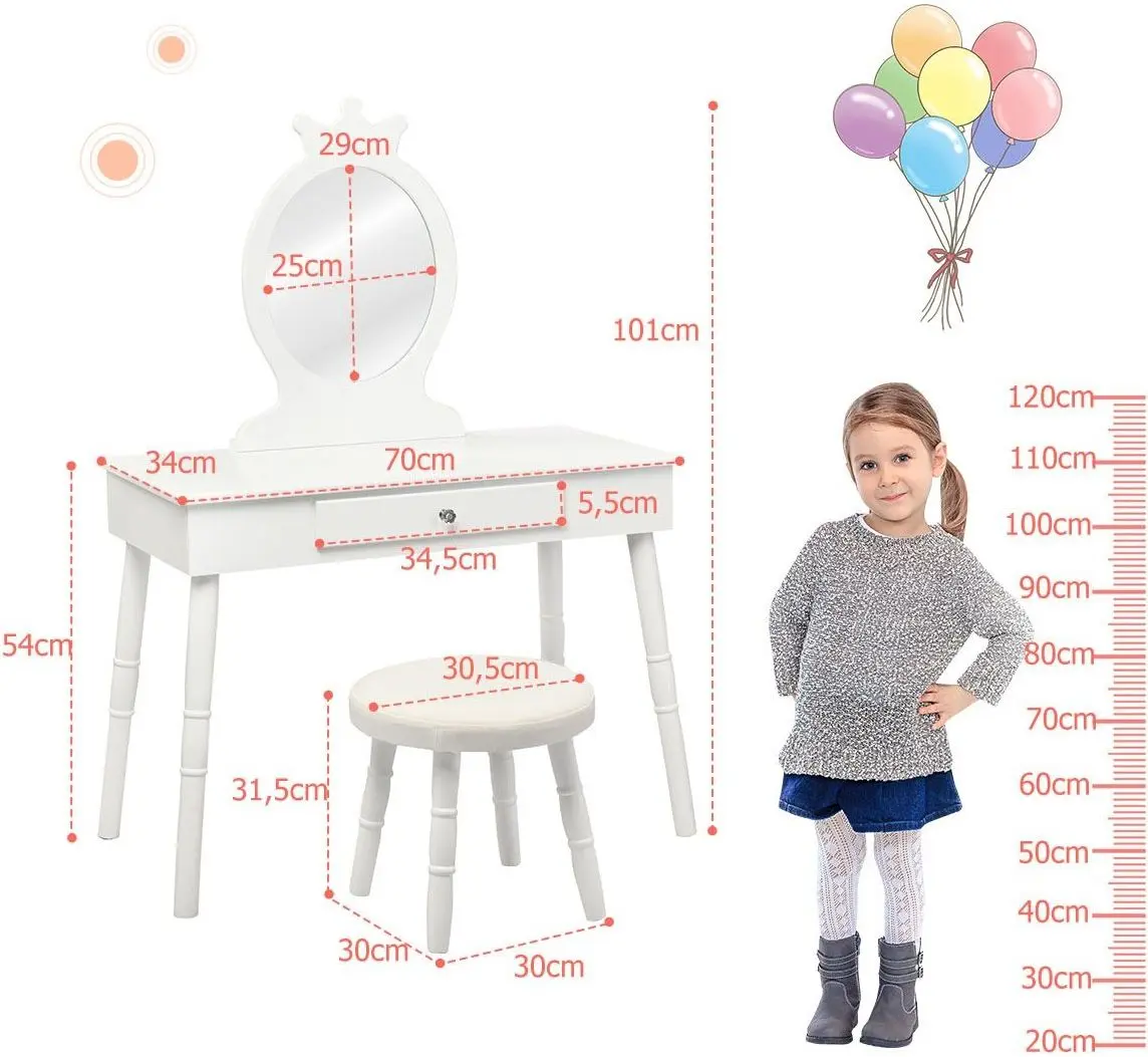 Masuta de toaleta pentru copii Costway HW65928WH (White)