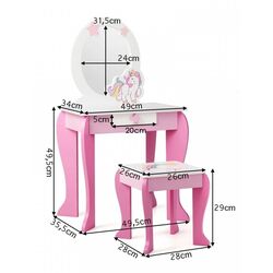 Masuta de toaleta pentru copii Costway HW66654PI (White/Pink) Thumb
