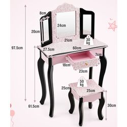 Masuta de toaleta pentru copii Costway HY10066EU-PI (Black/Pink) Thumb