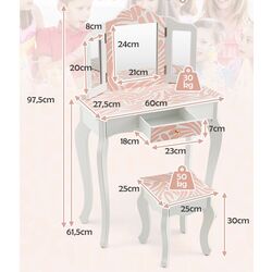 Masuta de toaleta pentru copii Costway HY10067EU-PI (White/Pink) Thumb