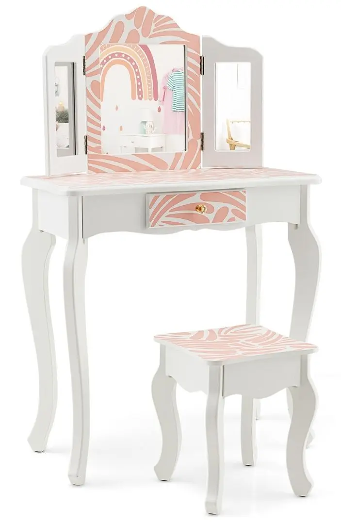 Masuta de toaleta pentru copii Costway HY10067EU-PI (White/Pink)